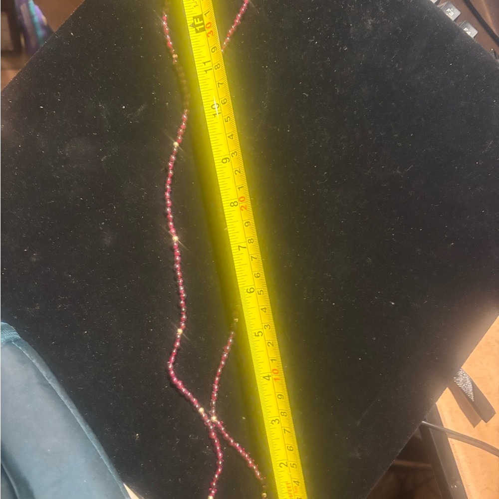 Ruby comored Garnet and 14kt gold beaded necklace